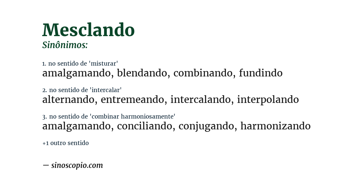 Sinônimo de mesclando