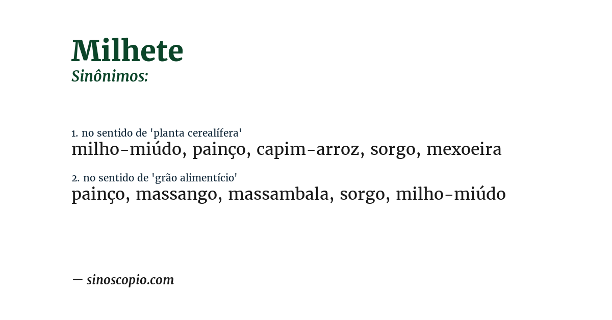 Sinônimo de milhete