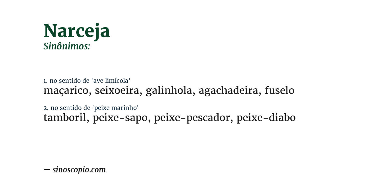 Sinônimo de narceja