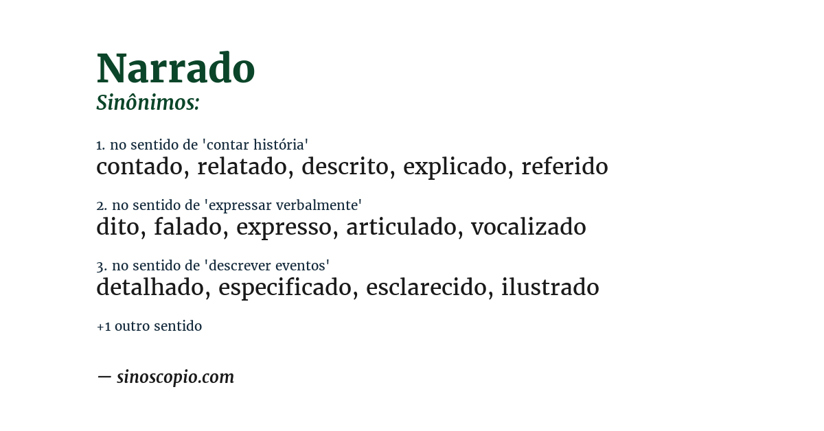 Sinônimo de narrado