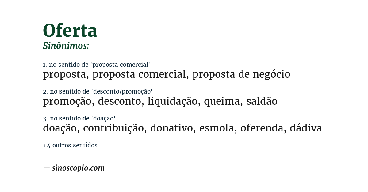 Sinônimo de oferta