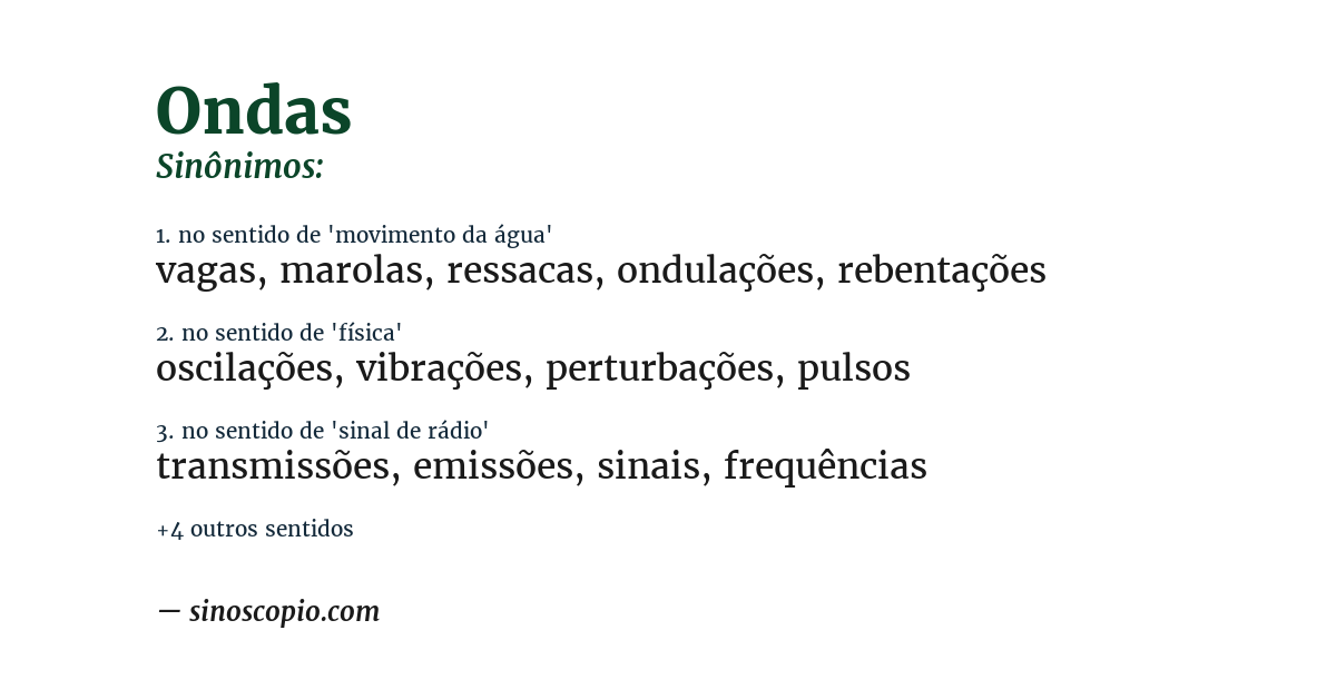 Sinônimo de ondas