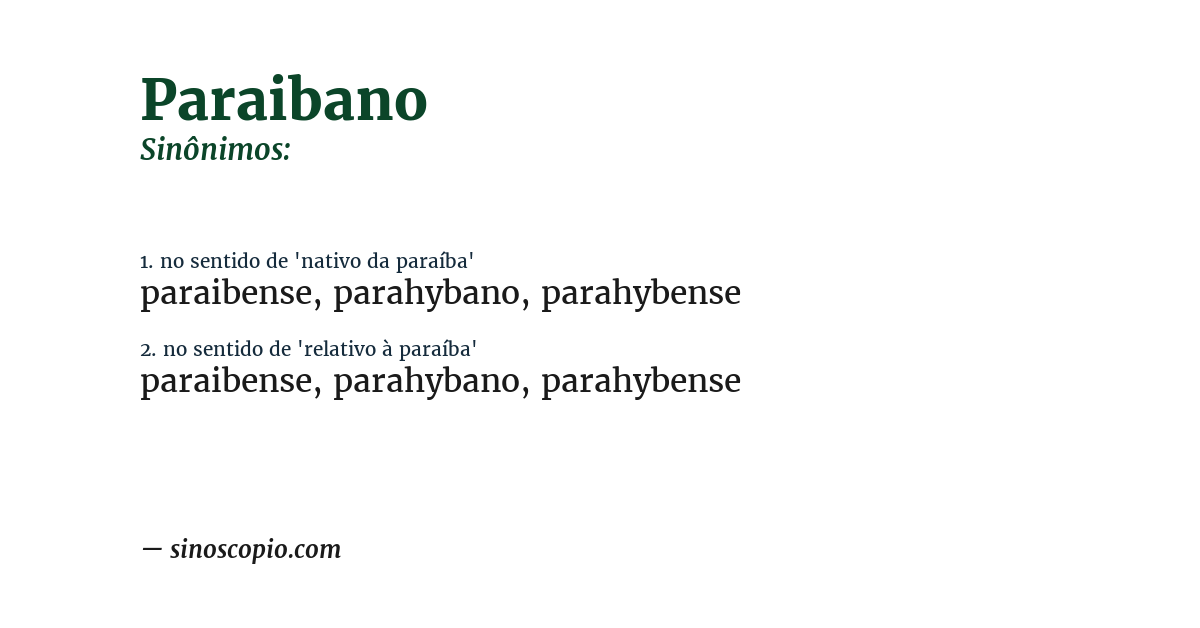 Sinônimo de paraibano
