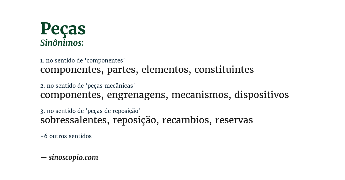 Sinônimo de peças