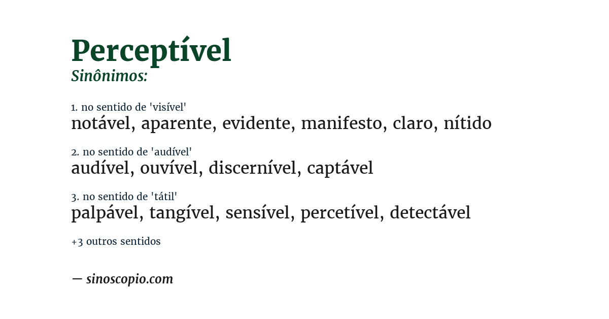Sinônimo de perceptível