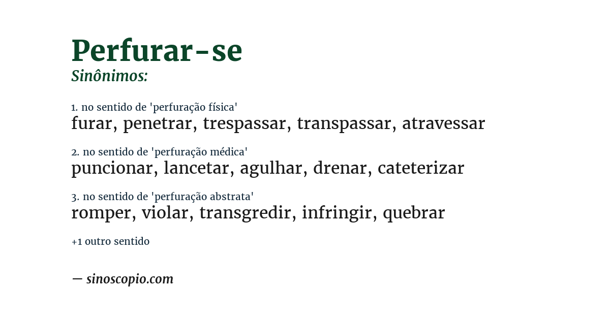 Sinônimo de perfurar-se