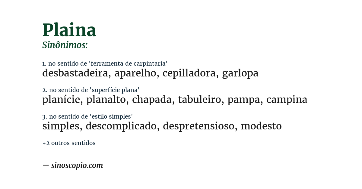 Sinônimo de plaina