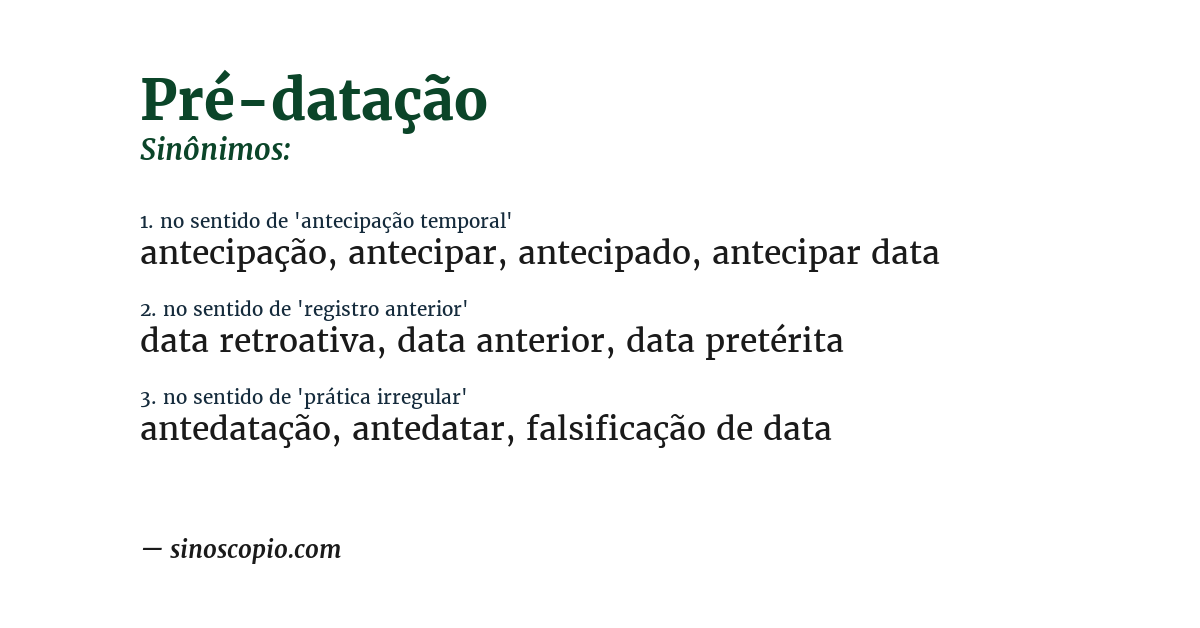 Sinônimo de pré-datação