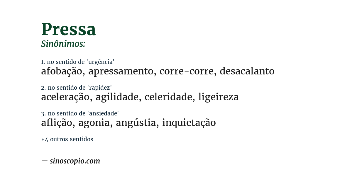 Sinônimo de pressa