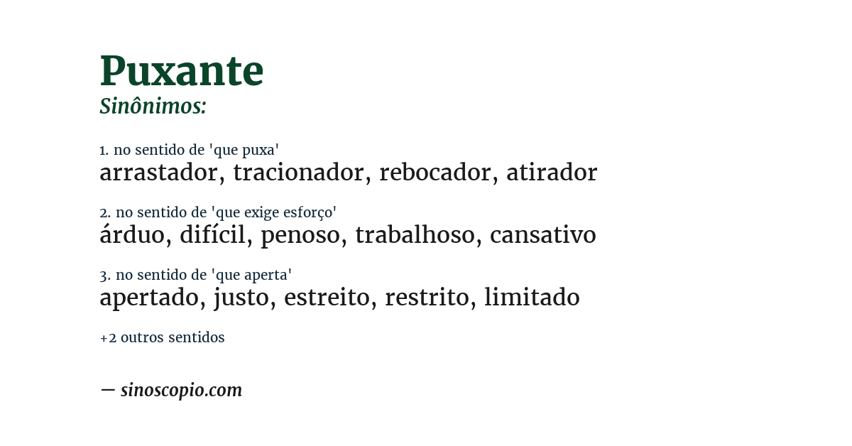 Sinônimo de puxante