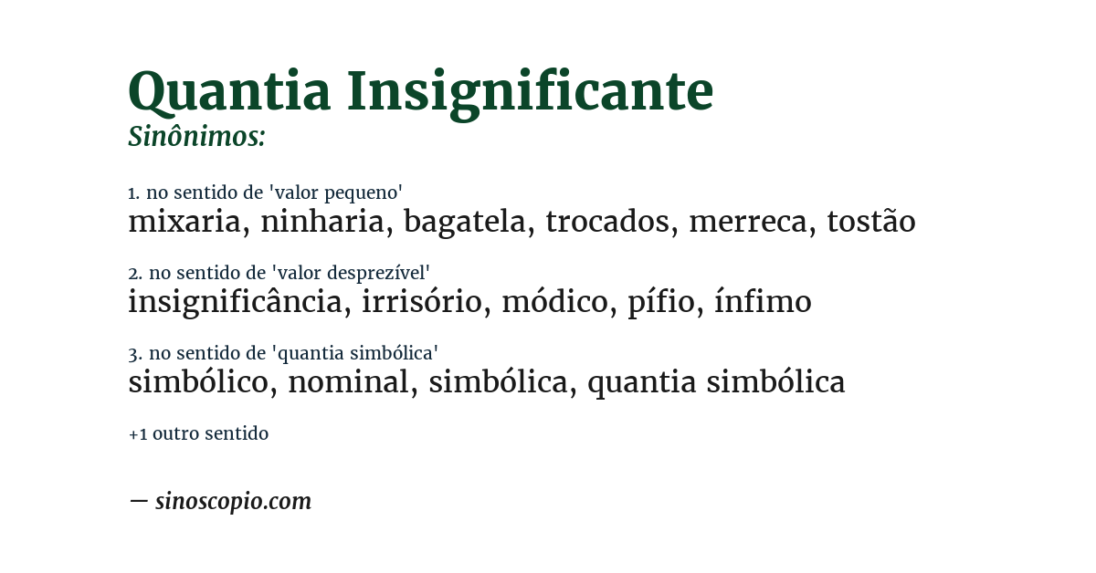 Sinônimo de quantia insignificante