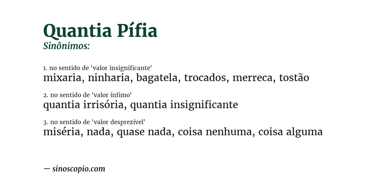 Sinônimo de quantia pífia