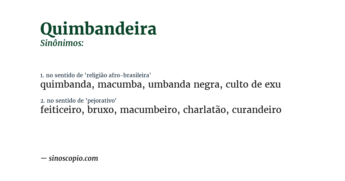 Sinônimo de quimbandeira