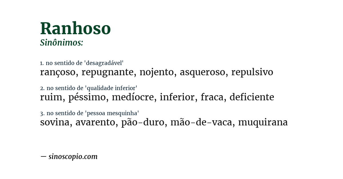 Sinônimo de ranhoso