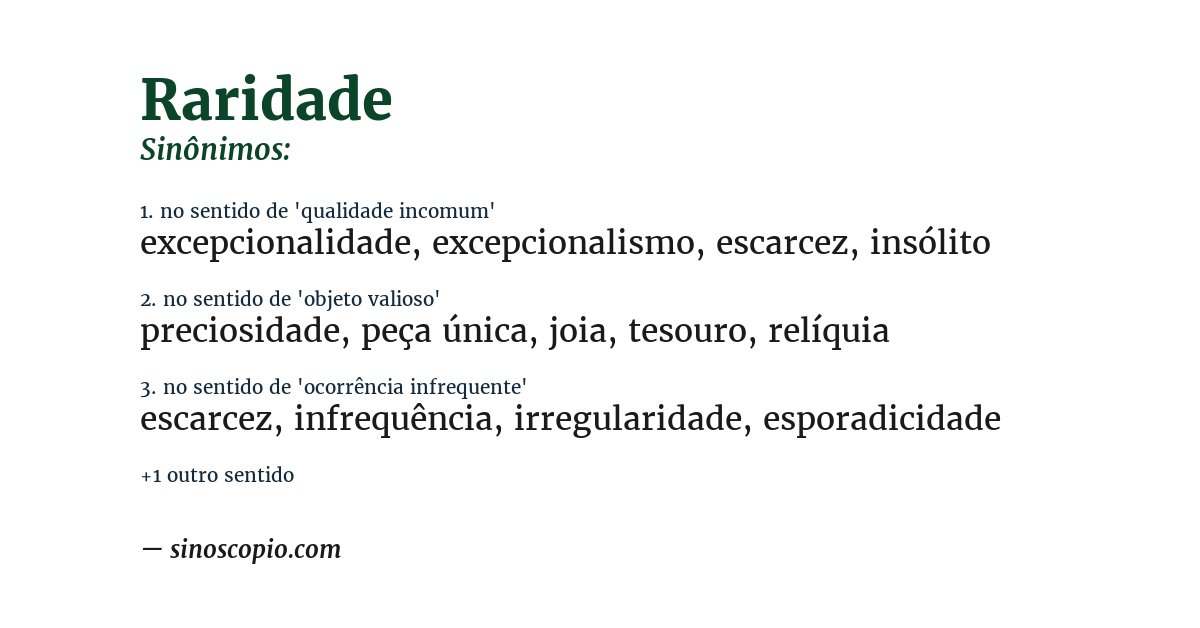 Sinônimo de raridade