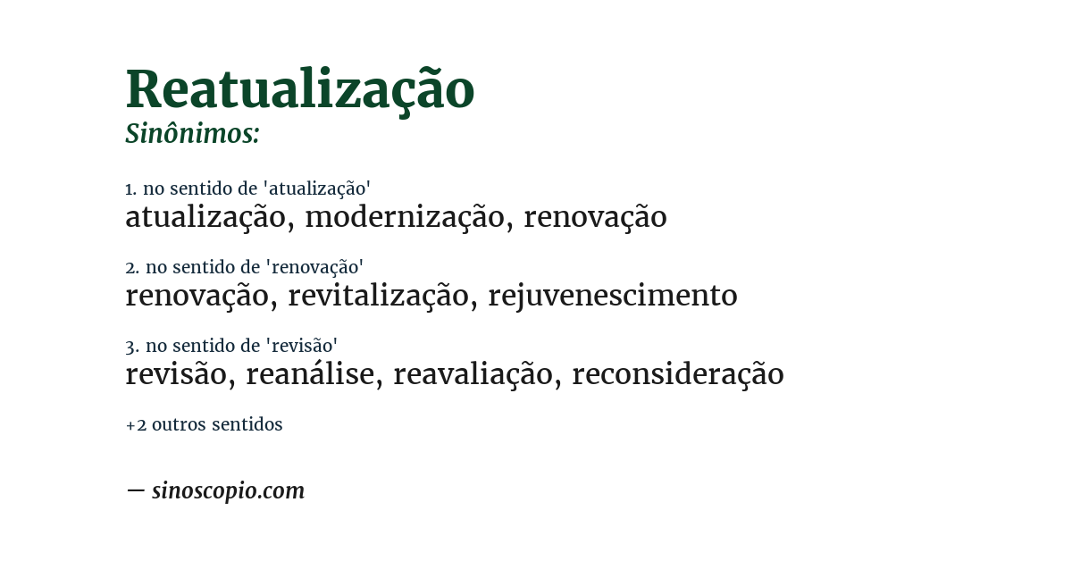Sinônimo de reatualização