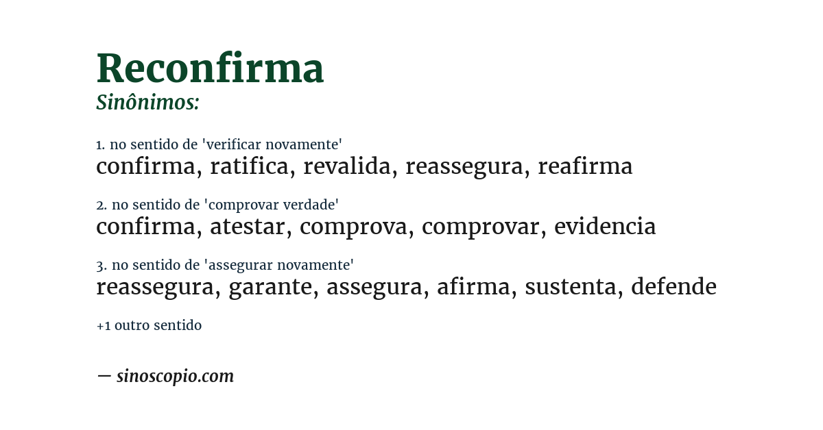 Sinônimo de reconfirma