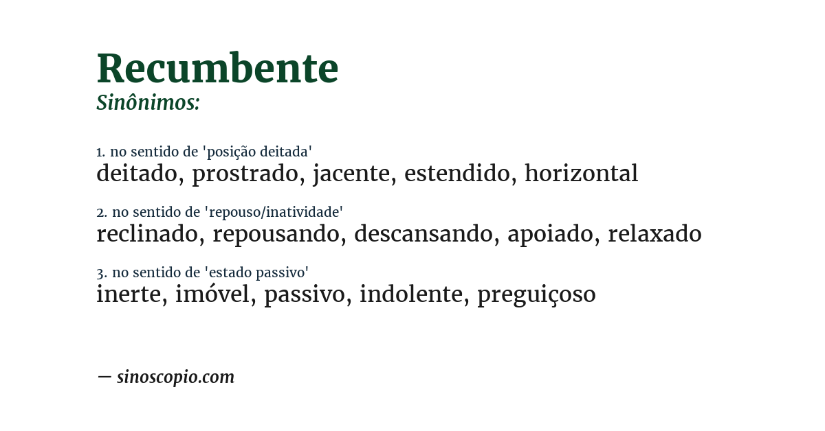 Sinônimo de recumbente