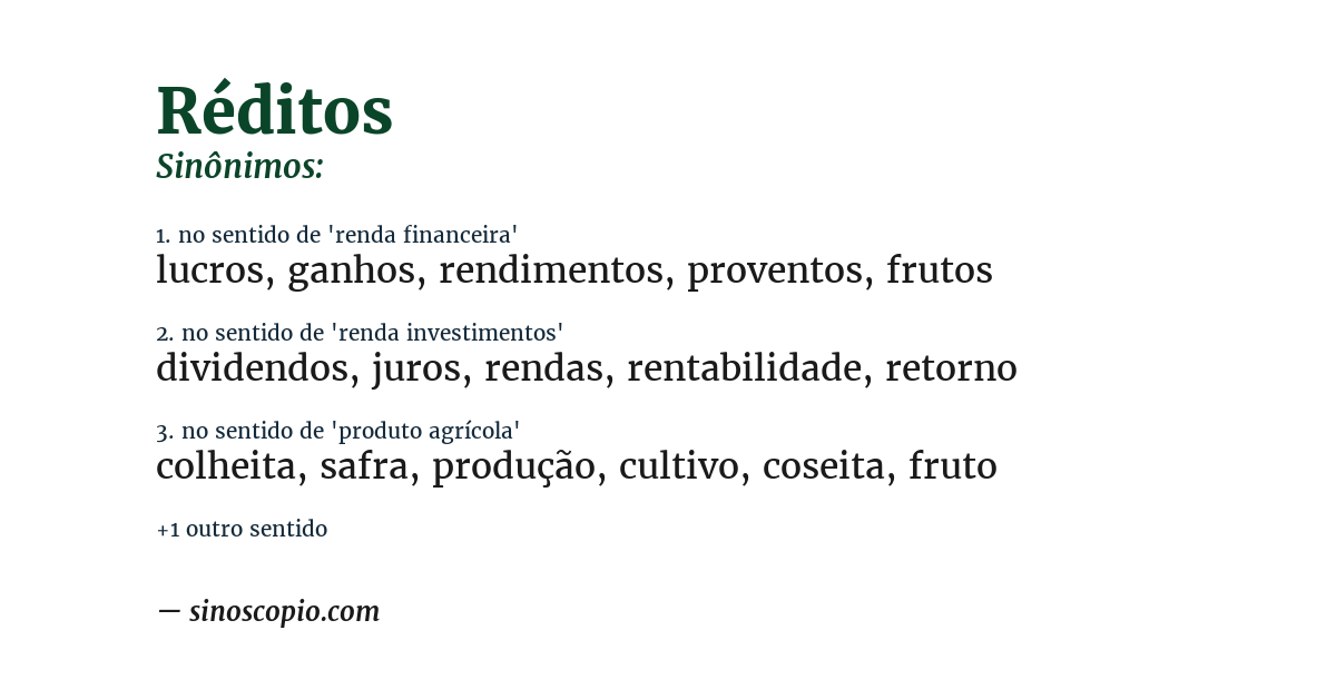Sinônimo de réditos