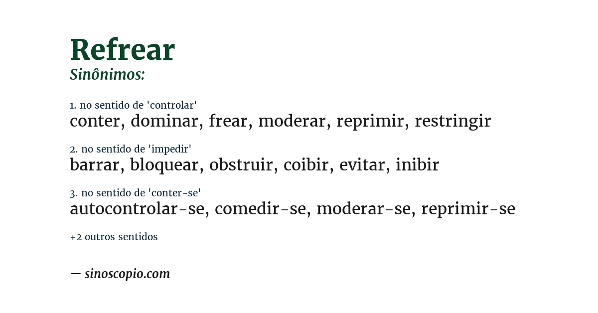 Sinônimo de refrear
