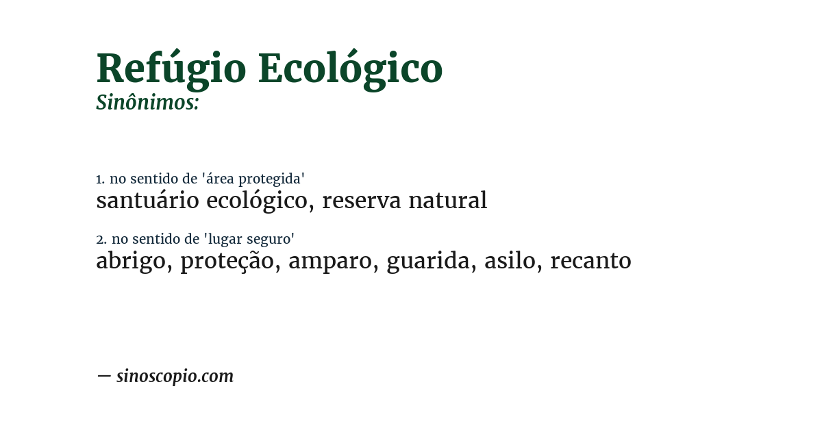 Sinônimo de refúgio ecológico