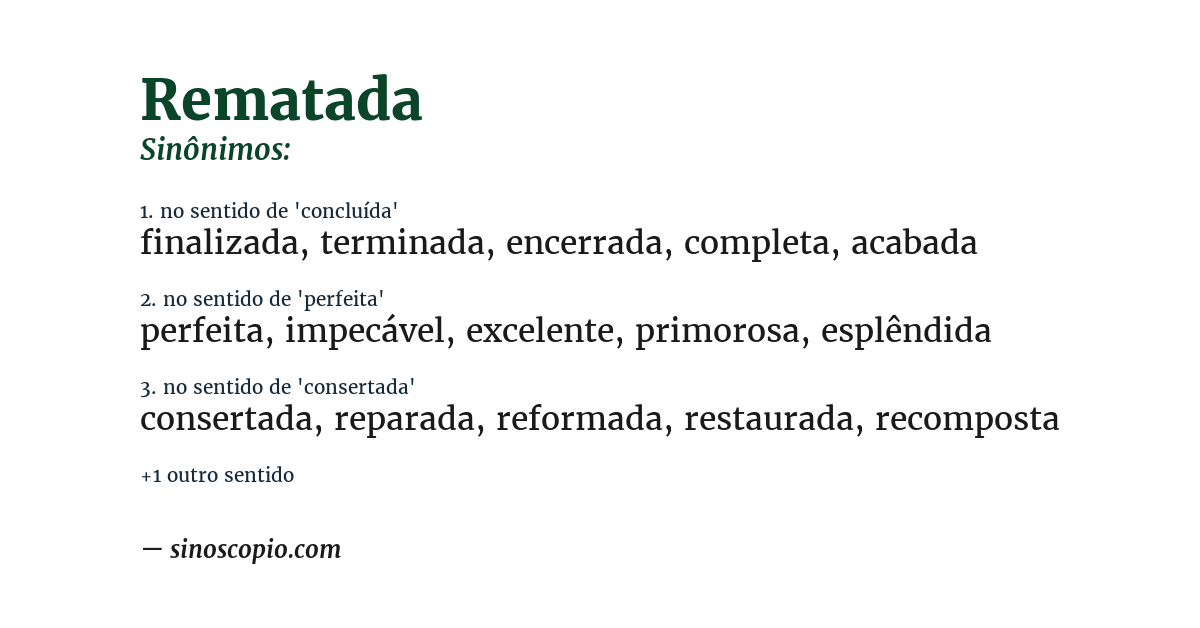 Sinônimo de rematada