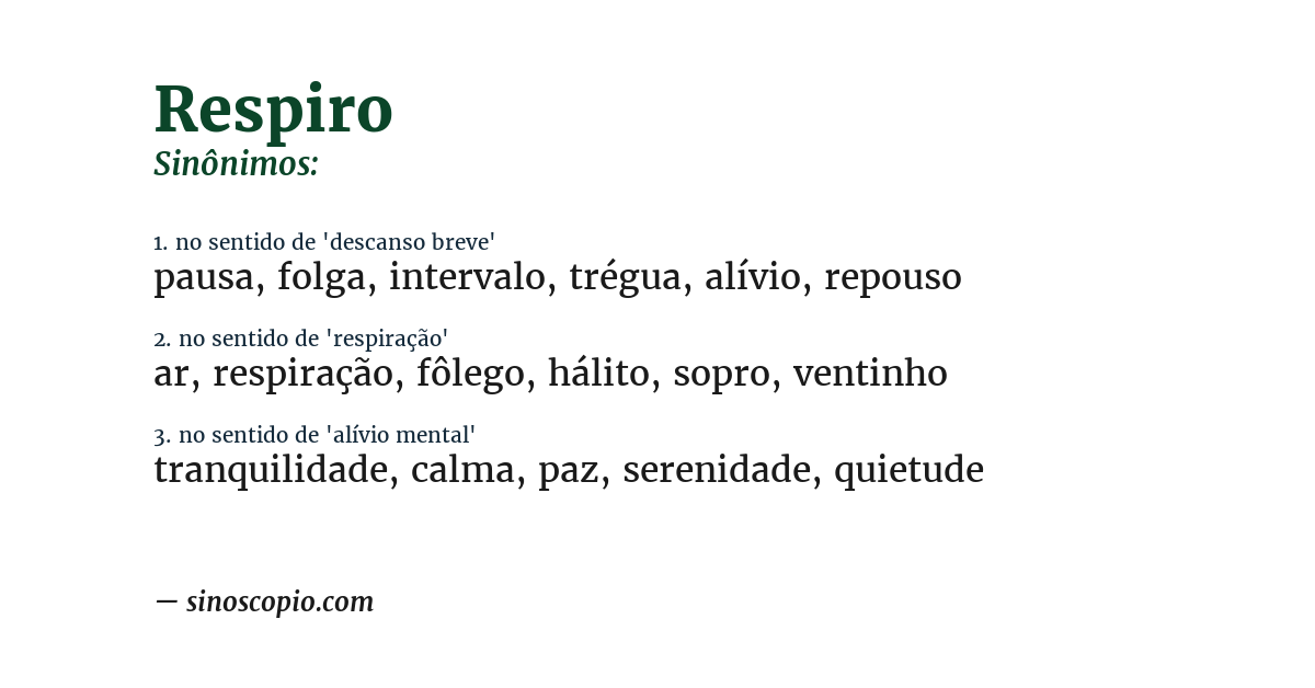 Sinônimo de respiro