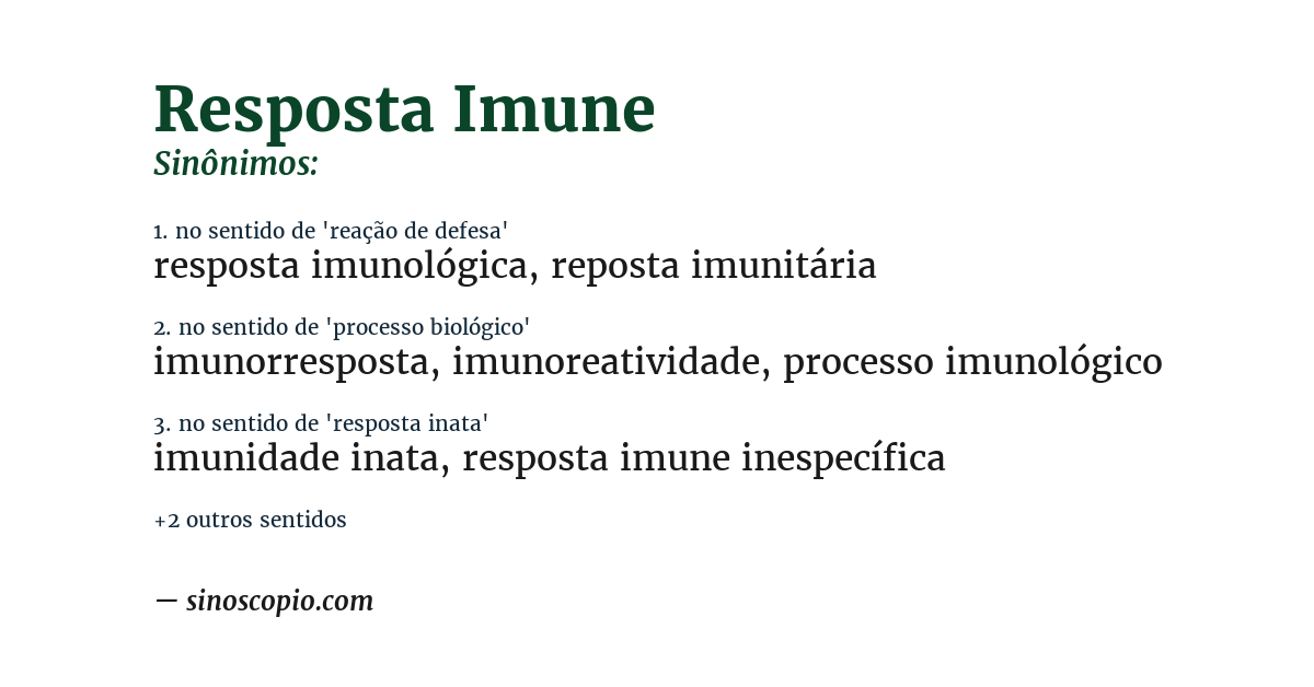 Sinônimo de resposta imune