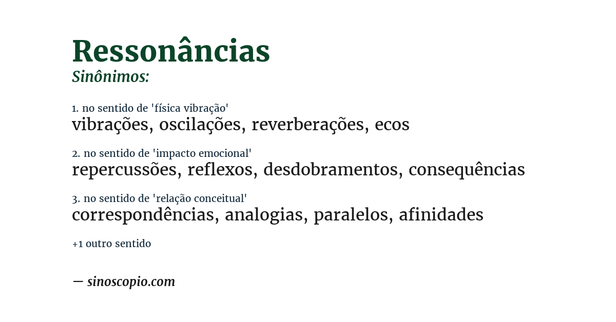 Sinônimo de ressonâncias