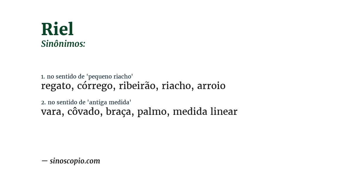 Sinônimo de riel