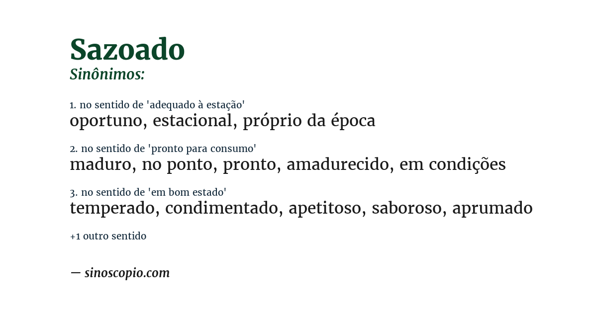 Sinônimo de sazoado