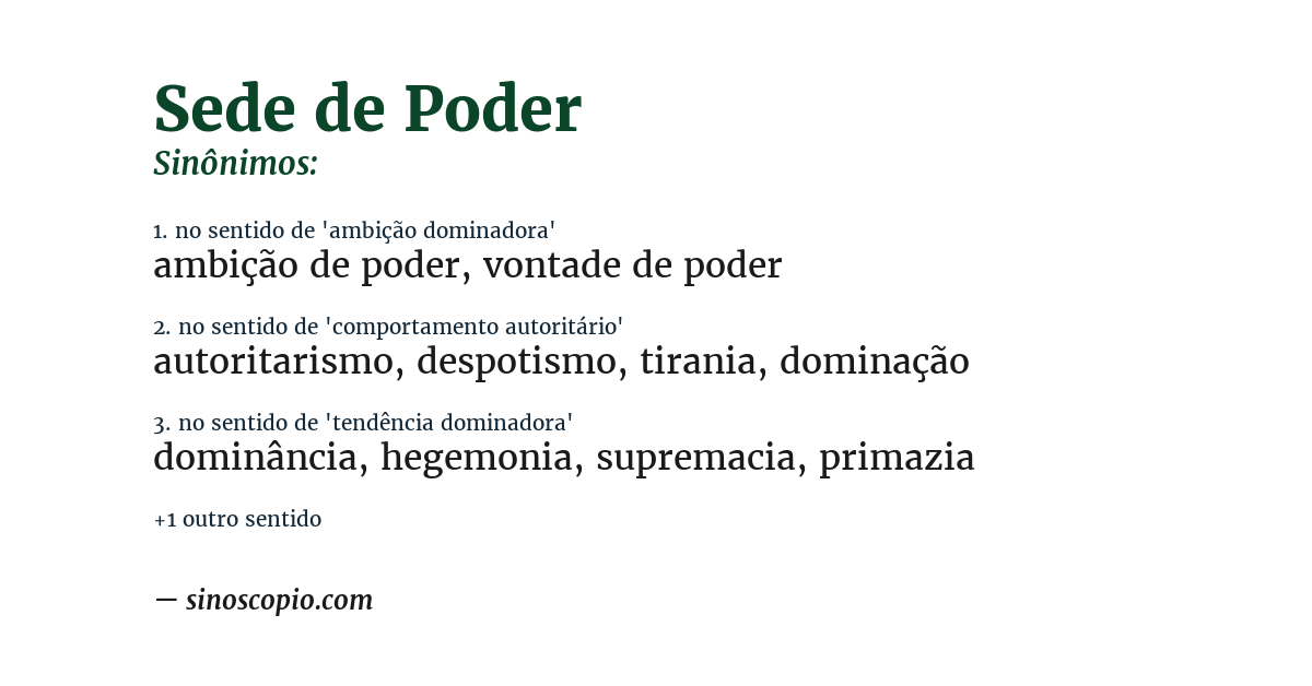 Sinônimo de sede de poder