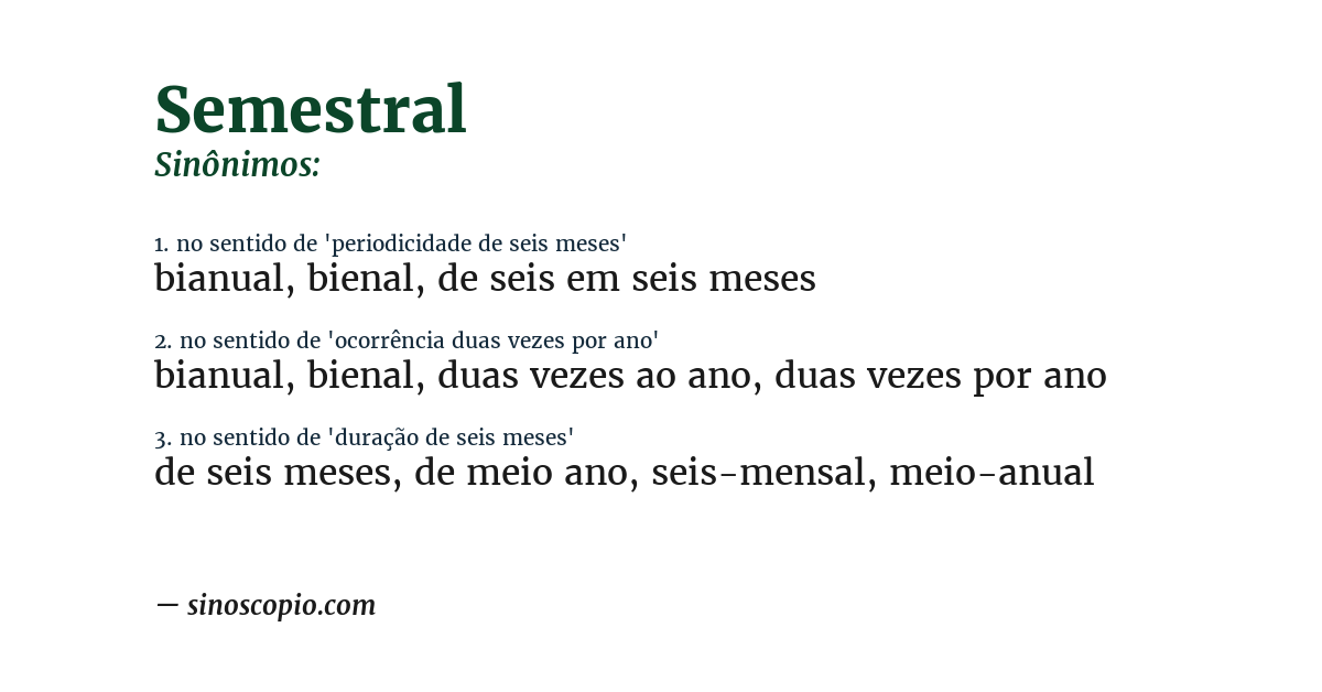 Sinônimo de semestral