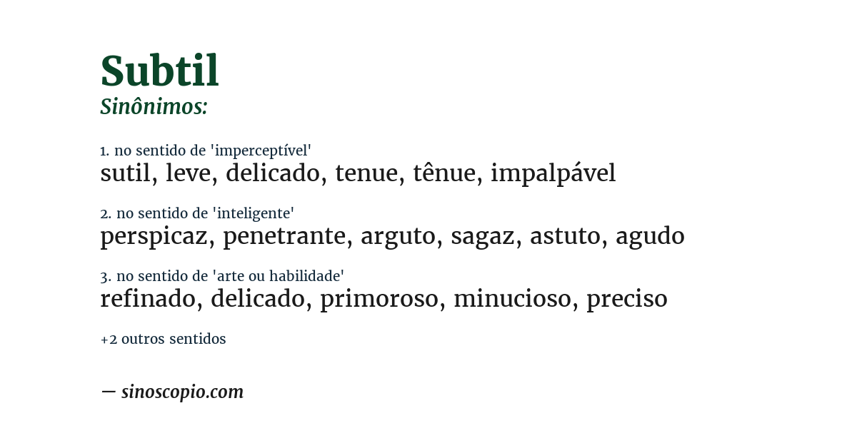 Sinônimo de subtil