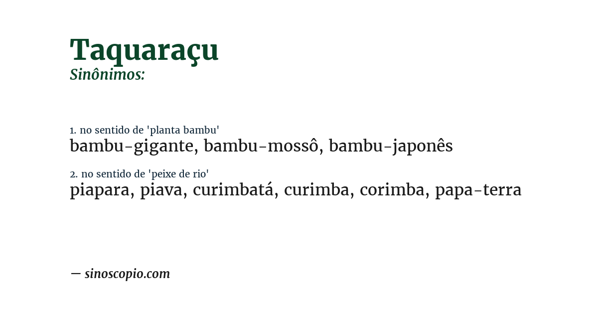 Sinônimo de taquaraçu