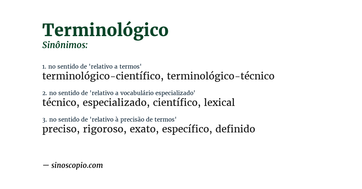 Sinônimo de terminológico