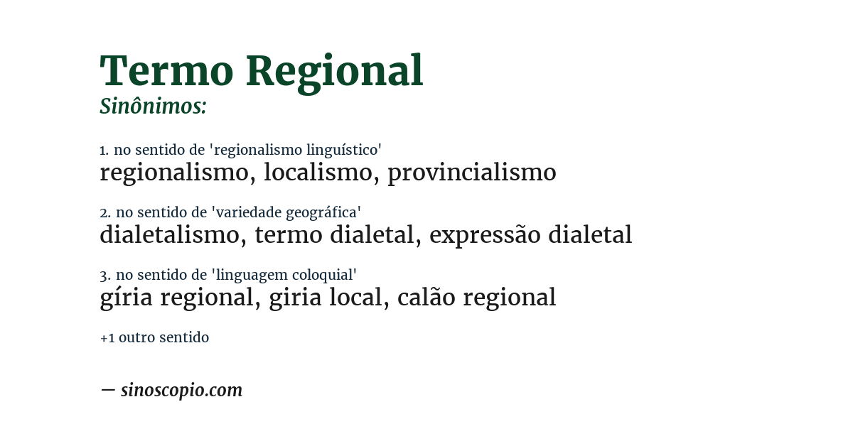 Sinônimo de termo regional