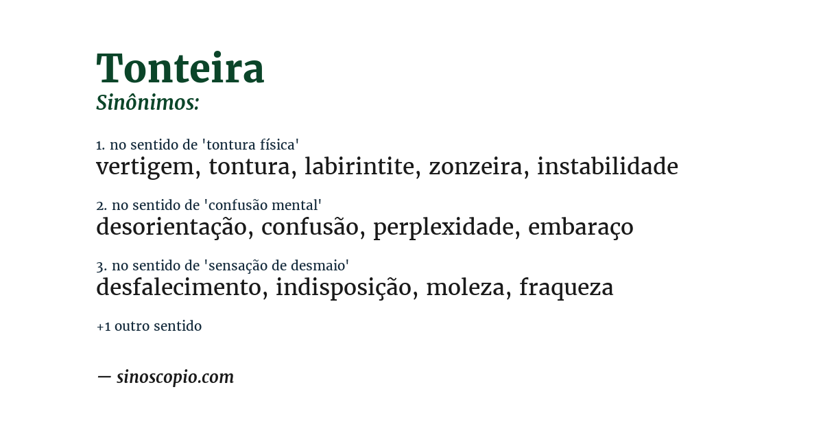 Sinônimo de tonteira