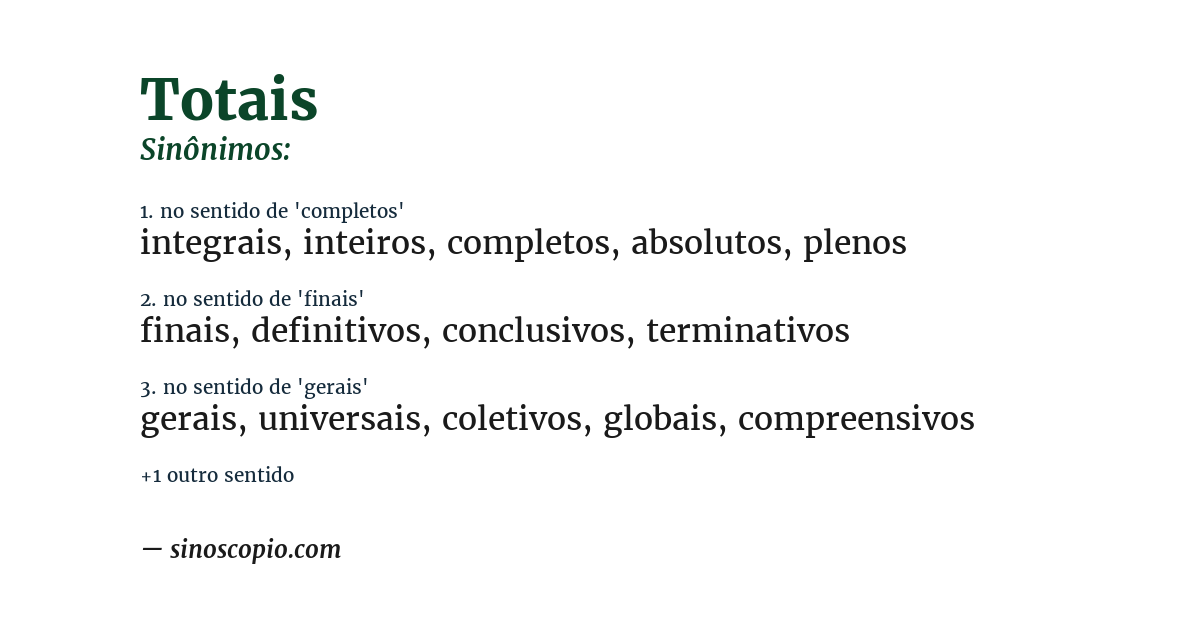Sinônimo de totais