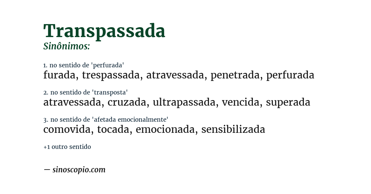 Sinônimo de transpassada