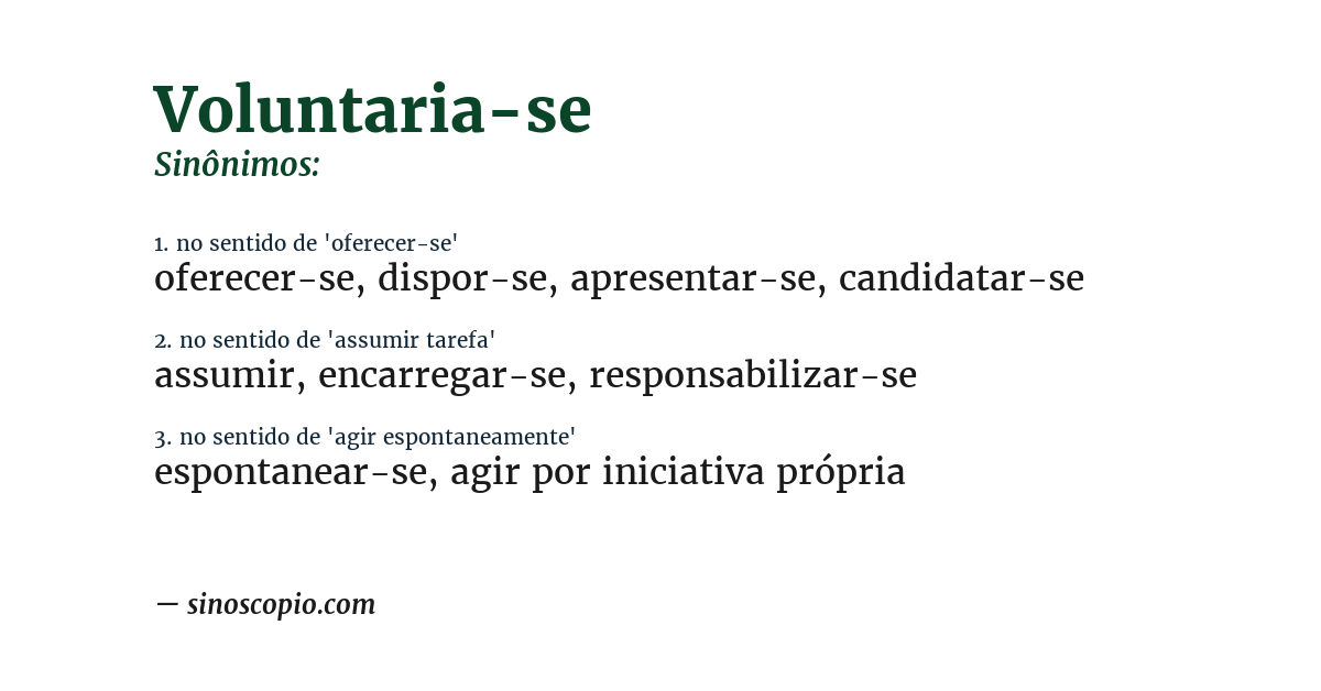 Sinônimo de voluntaria-se