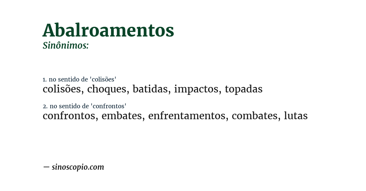 Sinônimo de abalroamentos