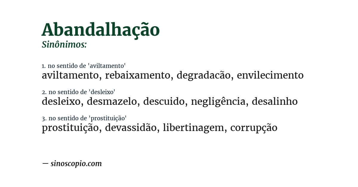 Sinônimo de abandalhação