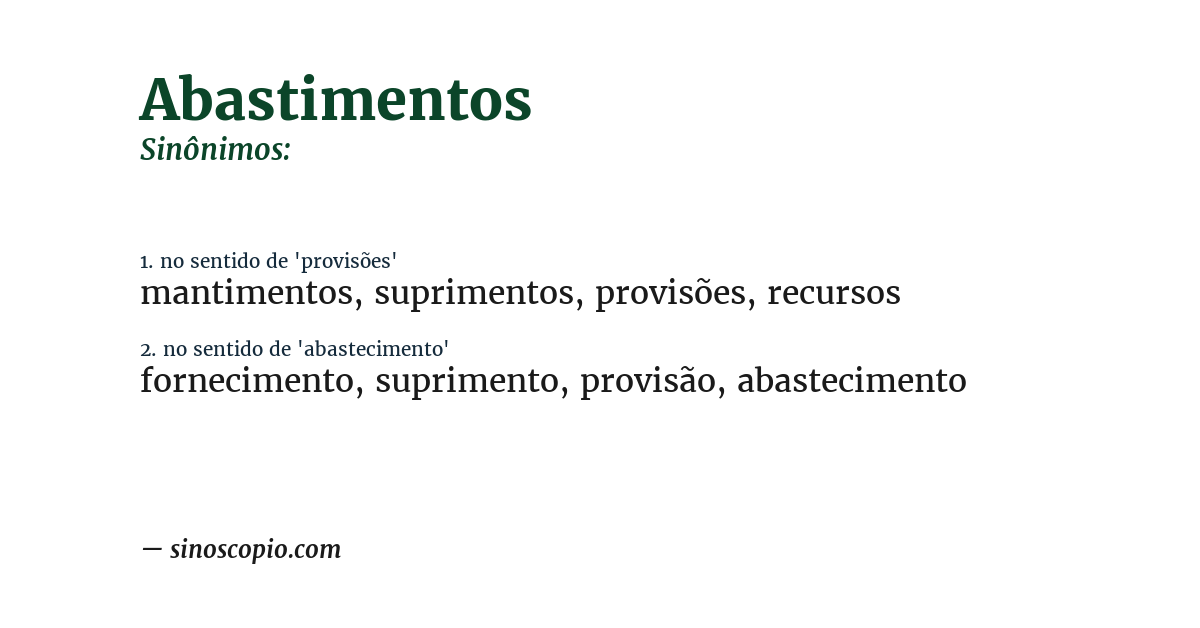 Sinônimo de abastimentos
