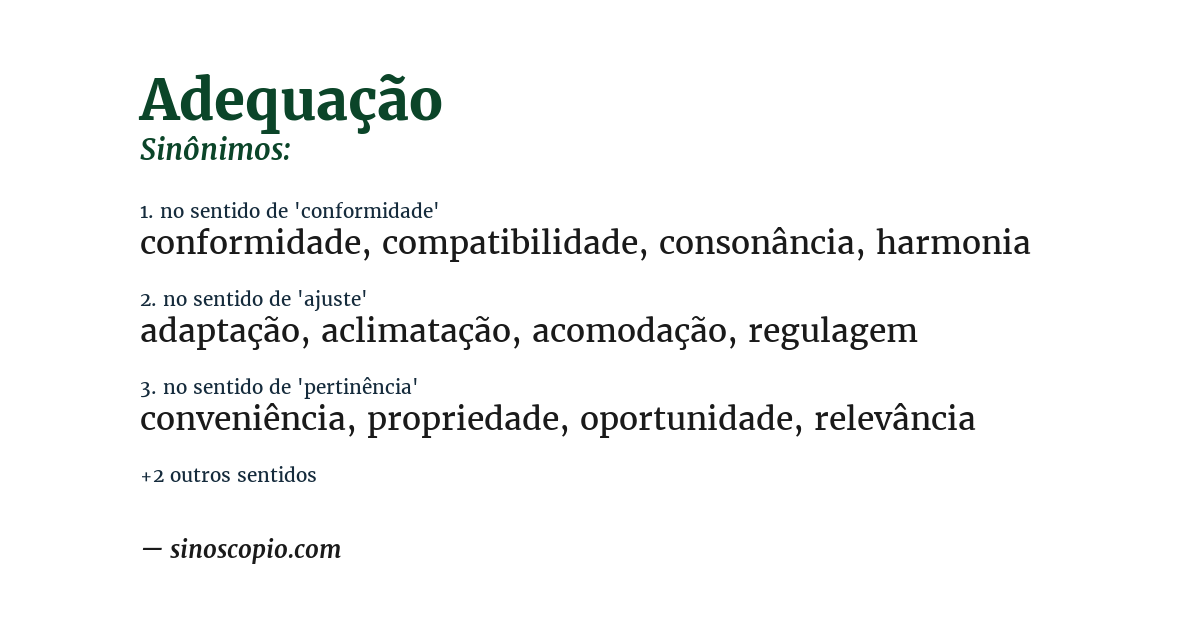 Sinônimo de adequação