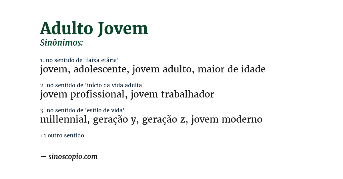 Sinônimo de adulto jovem
