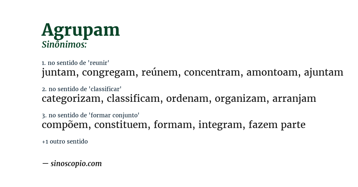 Sinônimo de agrupam