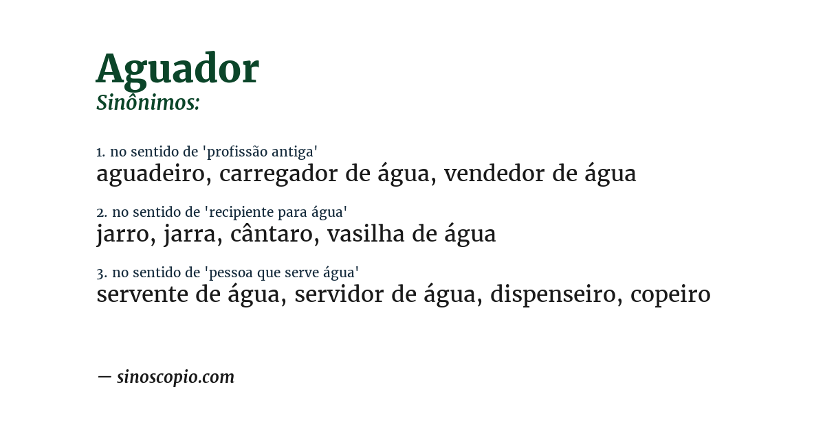 Sinônimo de aguador
