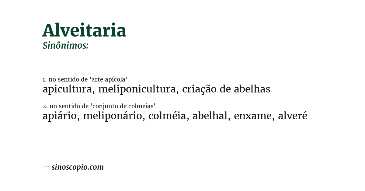 Sinônimo de alveitaria