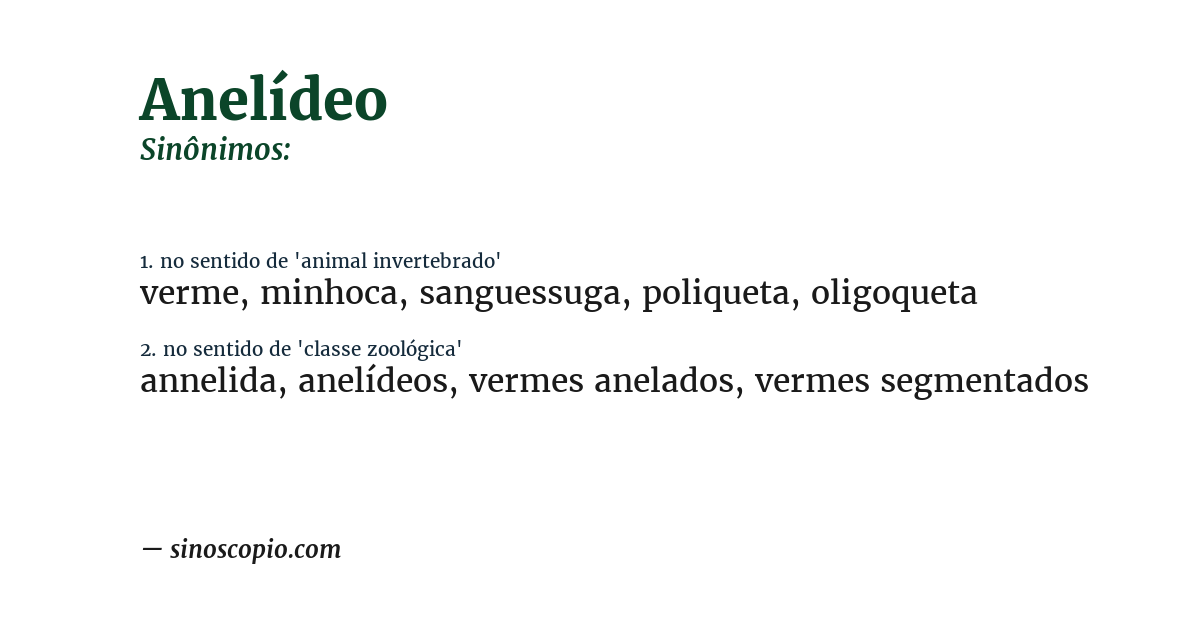 Sinônimo de anelídeo
